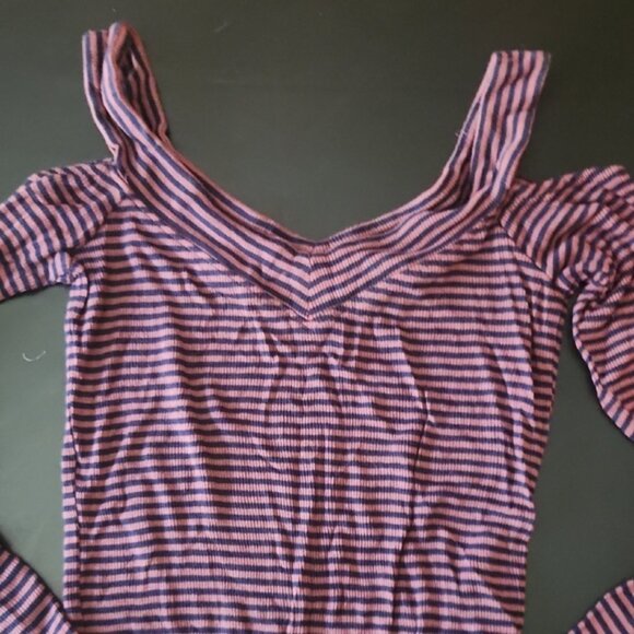 Express Purple and Black Striped Women's Bodysuit - Picture 3 of 6
